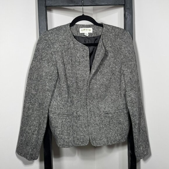 Orvis Jackets & Blazers - Orvis Vintage Gray Wool Tweed Open-Front Blazer Jacket